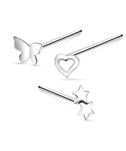 3 Silver Nose Stud Sets NSK-SET-1103